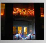 Christmas lights on balcony